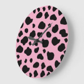 Cow Print, Cow Pattern, Cow Spots, Pink Cow Große Wanduhr (Winkel)
