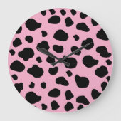 Cow Print, Cow Pattern, Cow Spots, Pink Cow Große Wanduhr (Vorderseite)