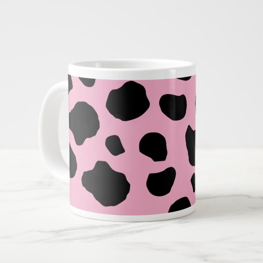 Cow Print, Cow Pattern, Cow Spots, Pink Cow Jumbo-Tasse (Vorderseite Links)