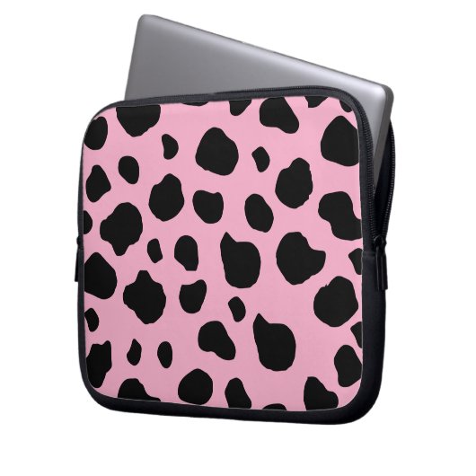 Cow Print, Cow Pattern, Cow Spots, Pink Cow Laptopschutzhülle (Vorderseite Links)