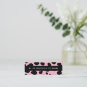 Cow Print, Cow Pattern, Cow Spots, Pink Cow Mini Visitenkarte (Stehend Vorderseite)