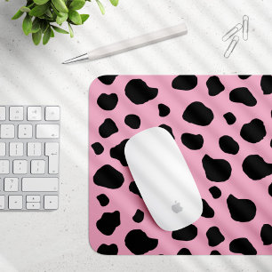 Cow Print, Cow Pattern, Cow Spots, Pink Cow Mousepad