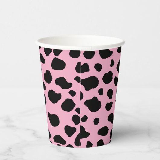 Cow Print, Cow Pattern, Cow Spots, Pink Cow Pappbecher (Rechts)