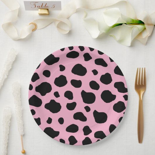 Cow Print, Cow Pattern, Cow Spots, Pink Cow Pappteller (Hochzeit)