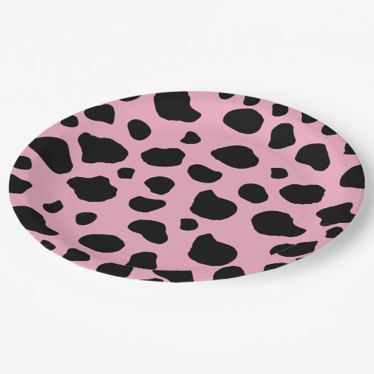 Cow Print, Cow Pattern, Cow Spots, Pink Cow Pappteller (Schrägansicht)