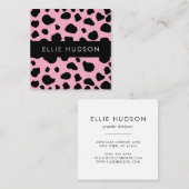 Cow Print, Cow Pattern, Cow Spots, Pink Cow Quadratische Visitenkarte (Vorne/Hinten)