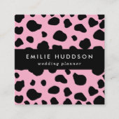 Cow Print, Cow Pattern, Cow Spots, Pink Cow Quadratische Visitenkarte (Vorderseite)
