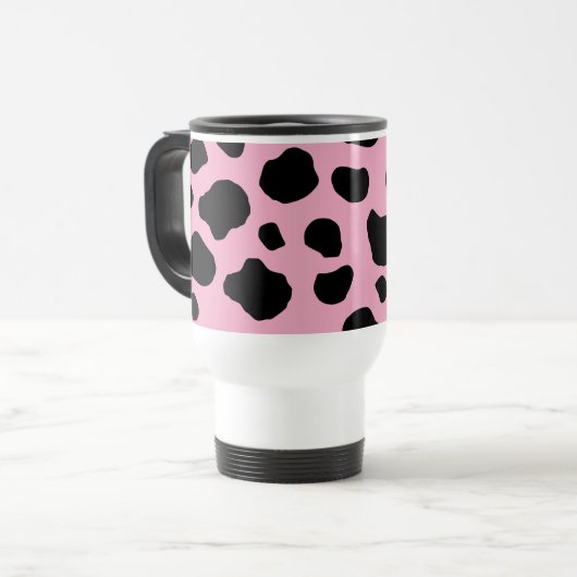 Cow Print, Cow Pattern, Cow Spots, Pink Cow Reisebecher (Vorderseite Links)