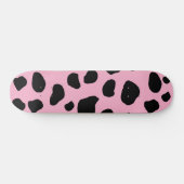Cow Print, Cow Pattern, Cow Spots, Pink Cow Skateboard (Horizontal)