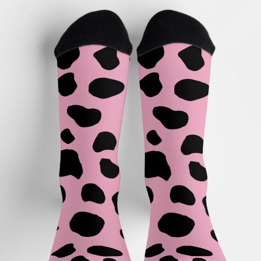 Cow Print, Cow Pattern, Cow Spots, Pink Cow Socken (Oben)