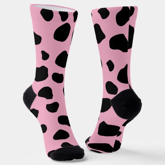 Cow Print, Cow Pattern, Cow Spots, Pink Cow Socken (Gewinkelt)