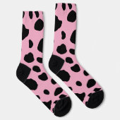 Cow Print, Cow Pattern, Cow Spots, Pink Cow Socken (Rechts)