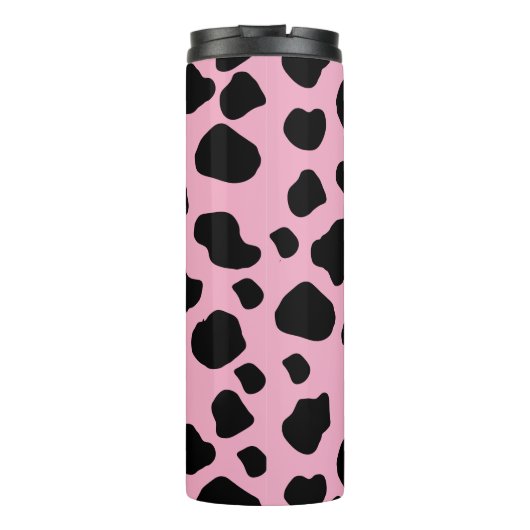 Cow Print, Cow Pattern, Cow Spots, Pink Cow Thermosbecher (Rückseite)
