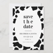 Cow Print Cow Themed Wedding Save the Date Einladung (Vorderseite)