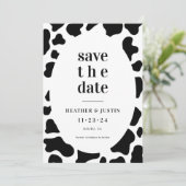 Cow Print Cow Themed Wedding Save the Date Einladung (Stehend Vorderseite)