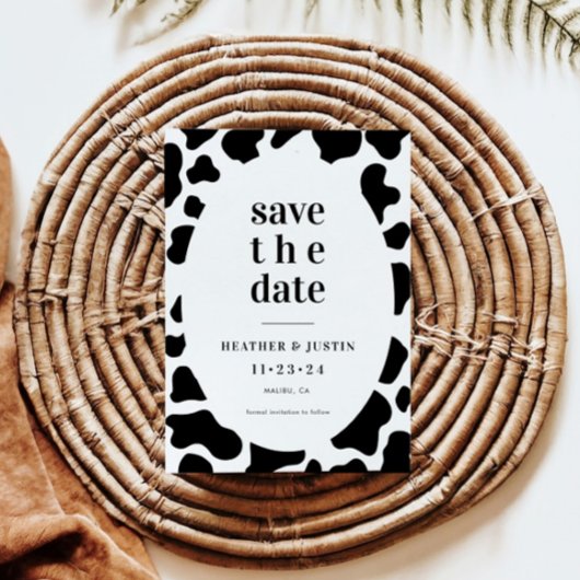 Cow Print Cow Themed Wedding Save the Date Einladung