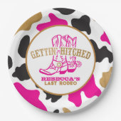 Cow Print Last Rodeo Bachelorette Party Plates Pappteller (Vorderseite)