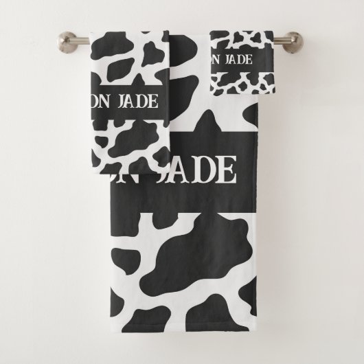 Cow Print Monogram Minimal Animal Print Badhandtuch Set (Insitu)