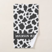 Cow Print Monogram Minimal Animal Print Badhandtuch Set (Handtuch)