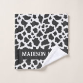 Cow Print Monogram Minimal Animal Print Badhandtuch Set (Waschlappen)