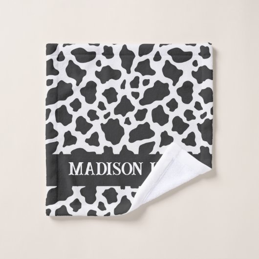 Cow Print Monogram Minimal Animal Print Badhandtuch Set (Waschlappen)
