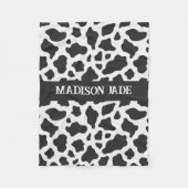 Cow Print Monogram Minimal Animal Print Fleecedecke (Vorderseite)