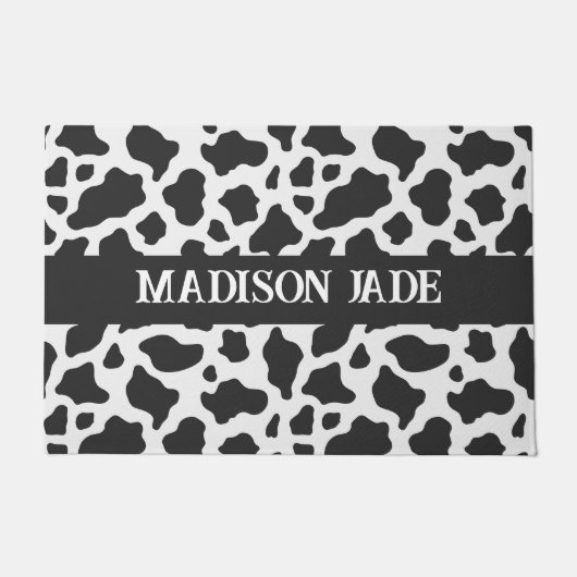 Cow Print Monogram Minimal Animal Print Fußmatte (Vorderseite)