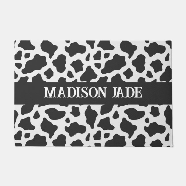 Cow Print Monogram Minimal Animal Print Fußmatte (Vorderseite)