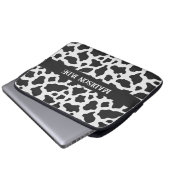 Cow Print Monogram Minimal Animal Print Laptopschutzhülle (Vorne Knopf)