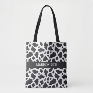 Cow Print Monogram Minimal Animal Print Tasche