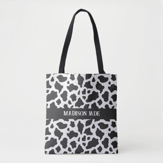 Cow Print Monogram Minimal Animal Print Tasche (Vorderseite)