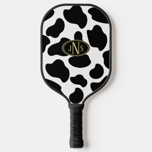 Cow Print Monogram Pickleball Schläger (Vorderseite)