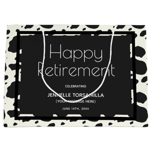Cow Print Name Retirement Party Große Geschenktüte (Vorderseite)