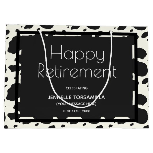 Cow Print Name Retirement Party Große Geschenktüte (Rückseite)