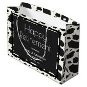 Cow Print Name Retirement Party Große Geschenktüte (Rückseite Schrägansicht)
