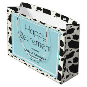 Cow Print Name Retirement Party Große Geschenktüte (Rückseite Schrägansicht)