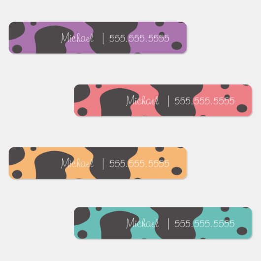 Cow Print School Class Lunch Name Number Labels Etiketten (Gruppe)