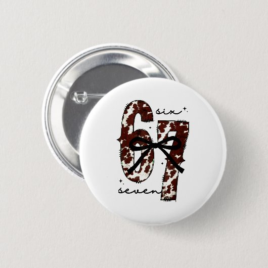 Cow Print Six Seven Western 67 Six Seven Coquette  Button (Vorne & Hinten)
