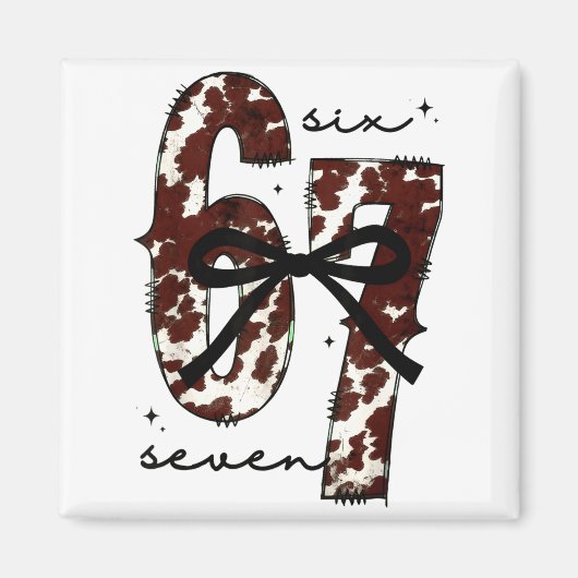 Cow Print Six Seven Western 67 Six Seven Coquette Magnet (Vorne)