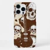 Cow Print with Skulls and Rock Electric Guitars iPhone Hülle (Rückseite)