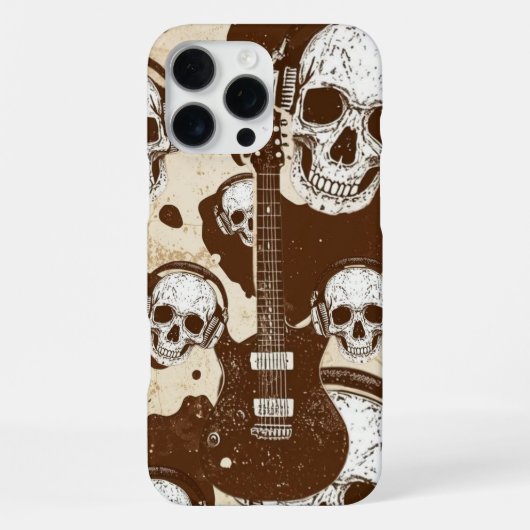 Cow Print with Skulls and Rock Electric Guitars iPhone Hülle (Rückseite)