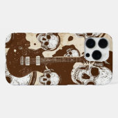 Cow Print with Skulls and Rock Electric Guitars iPhone Hülle (Rückseite (Horizontal))