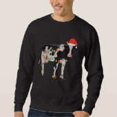 Cow Reindeer Hat Santa Christmas Lights Cow Christ Sweatshirt (Vorderseite)