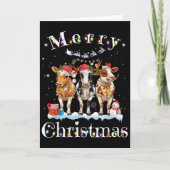 Cow Reindeer Hat Santa Christmas Lights Funny Cow  Karte (Vorderseite)