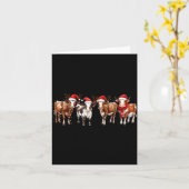 Cow Reindeer Santa Hat Christmas Light Funny Cows Karte (Gelbe Blume)