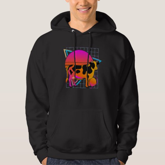 Cow Retro 80s Style Vintage Animal Hoodie (Vorderseite)