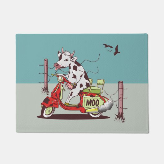 Cow riding a retro moped fußmatte (Vorderseite)