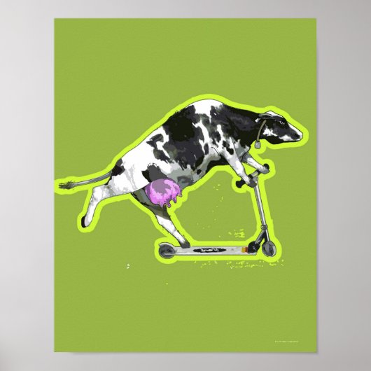 Cow Riding a Scooter Poster (Vorne)