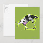Cow Riding a Scooter Postkarte (Vorne/Hinten)