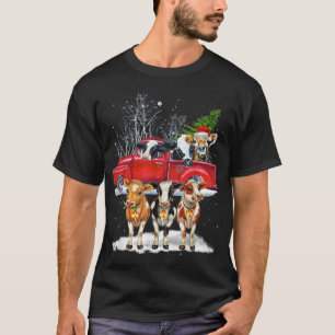 Cow Riding Red Truck Frohe Weihnachtsbauernhof Lie T-Shirt